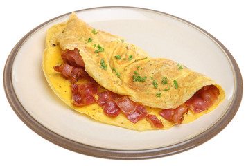 Bacon Omelet Isolated on White