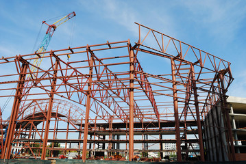 Fototapeta premium Skeleton of a new building from metal