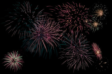 fireworks isolated over a dark background