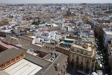 Fototapeta premium Aerial view of Sevilla, taken from Giralda tower