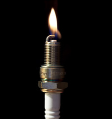 Flame in a plug spark