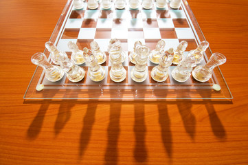 Set of chess figures on the playing board