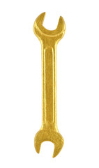 gold wrench isolated on white background