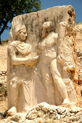 Fototapeta na wymiar Historic monument on Mount Nemrut in Turkey
