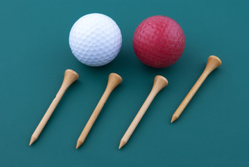 Golf ball and wood tee
