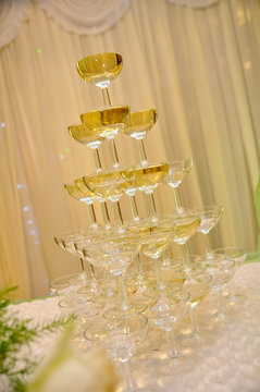 Champagne Glasses Tower In Wedding