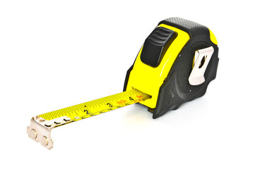 Black and yellow Tapemeasure on white Background