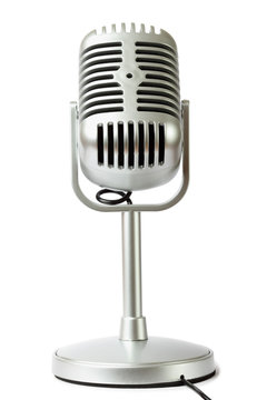 plastic studio microphone metallic color on pedestal