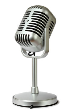 plastic studio microphone metallic color on pedestal