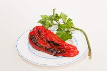 Sweet peppers stuffed with cheese and grilled