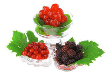served berrys in transparent glass