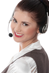 Call center woman with headset.