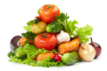 fresh vegetables on the white background