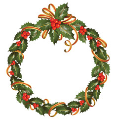 circle of the christmas holly branch