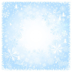Fototapeta na wymiar Blue snowy Christmas background