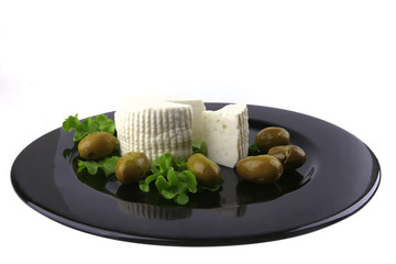 soft feta cheese with olives