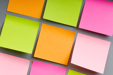 Reminder notes on the bright colorful paper