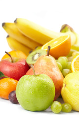 fresh fruits on the white background