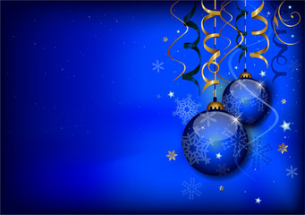 Fototapeta na wymiar Blue Christmas ornaments