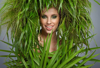 Fototapeta premium Ecology woman, green concept