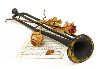 Vergänglichkeit - verbrannte Trompete - Rosen Noten