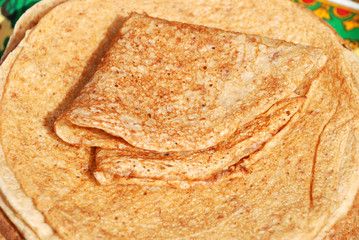 Stack of crepes on a plate