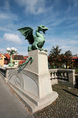 Naklejka premium Dragon's bridge in Ljubljana