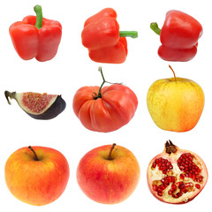 Set of fruits and vegetables