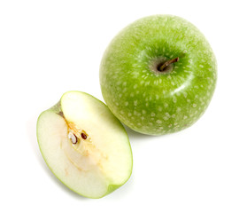 fresh green apple with half