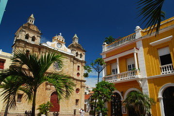 Iglesia San Pedro Claver, Cartagena, Colombia - obrazy, fototapety, plakaty