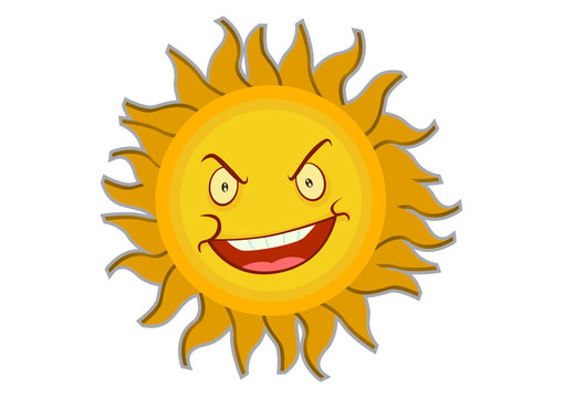 Angry Sun Cartoon Character Illustration in Vector