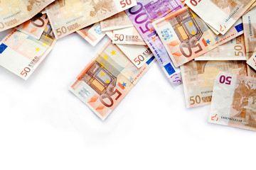 fondo de billetes aislados en blanco