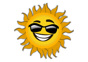 Smiling SunGlass Sun Cartoon Character Illustration in Vector