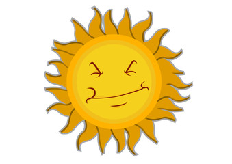 Smiling Sun Cartoon Character Illustration in Vector