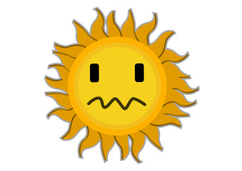 Sad Sun Cartoon Character Illustration in Vector