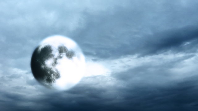 Full moon on cloudly sky time lapse