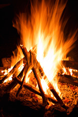 burn hot fire flame at dark background