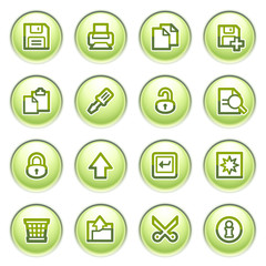 Document web icons on gray buttons, set 1.