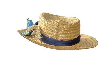 The straw hat isolated on the white.