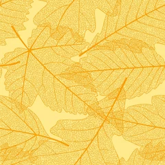 Printed kitchen splashbacks Skeleton leaves Seamless autumn leaves pattern