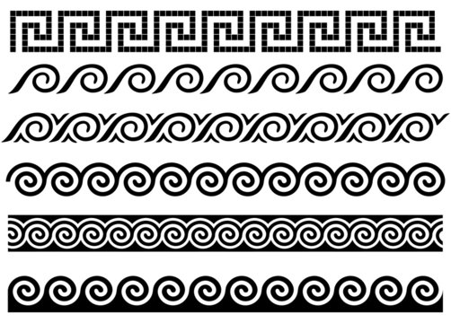 Meander and wave. Ancient Greek ornament.