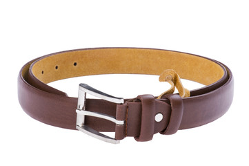 leather belt on white macro