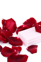 Pink soap with rose petals