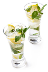 cold fresh lemonade. Isolated on white background