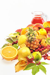 fresh fruits and red juice