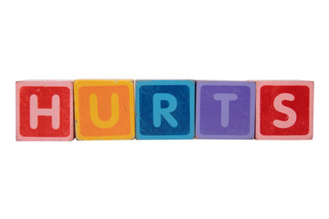hurts in toy blocks letters