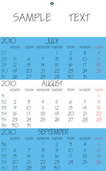 english calendar 2010 august
