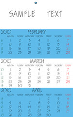 english calendar 2010 march