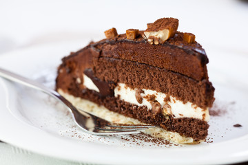 Chocolate cake with nuts and cocoa