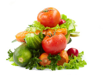 fresh vegetables on the white background